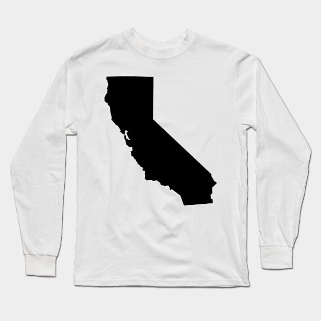 California map in black Long Sleeve T-Shirt by Creative Art Store